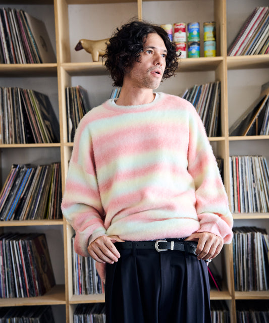 space dye brushed gradation boucle crew neck_AP2321016_トップス