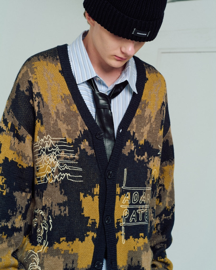 mad embroidered fade knit cardigan