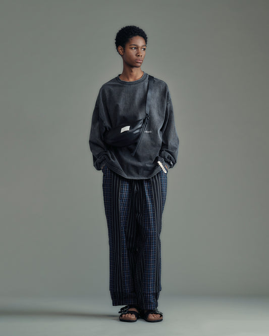 jacquard check-stripe easy pants