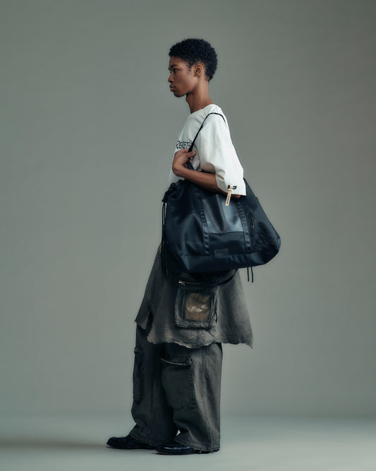 〈予約〉Leather trimmed mesh 2way big tote bag