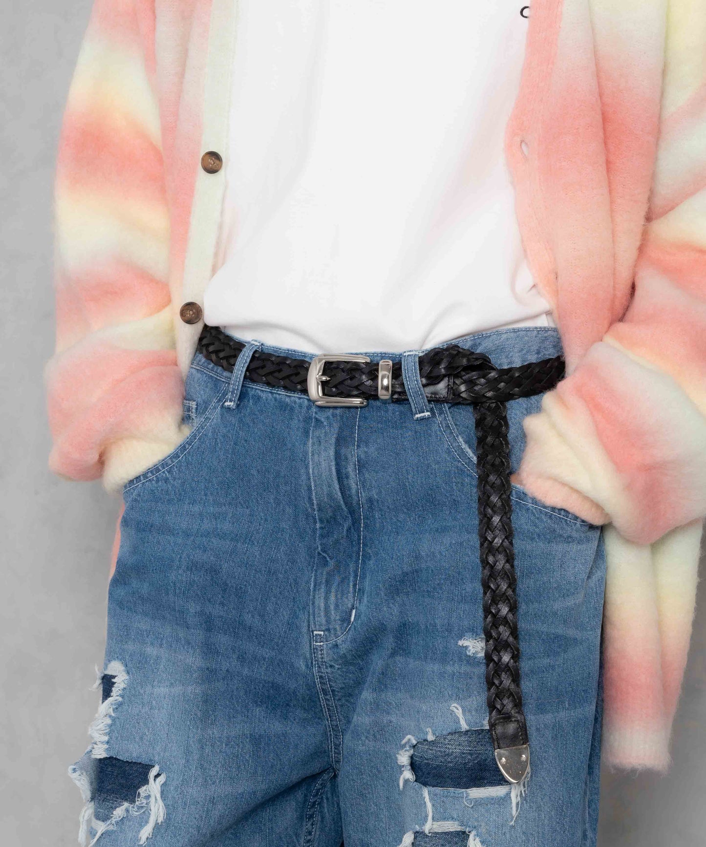 braided leather belt_AP2419004_ベルト