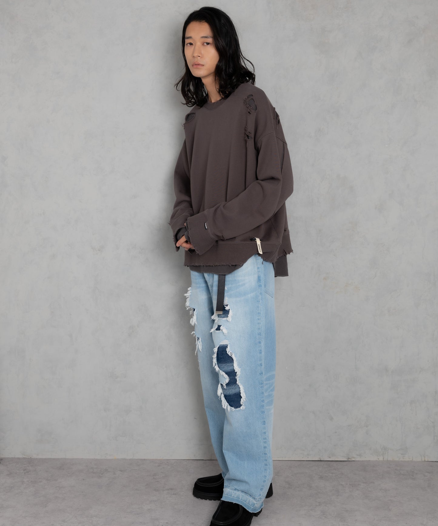 damage layered pullover_AP2424008_トップス