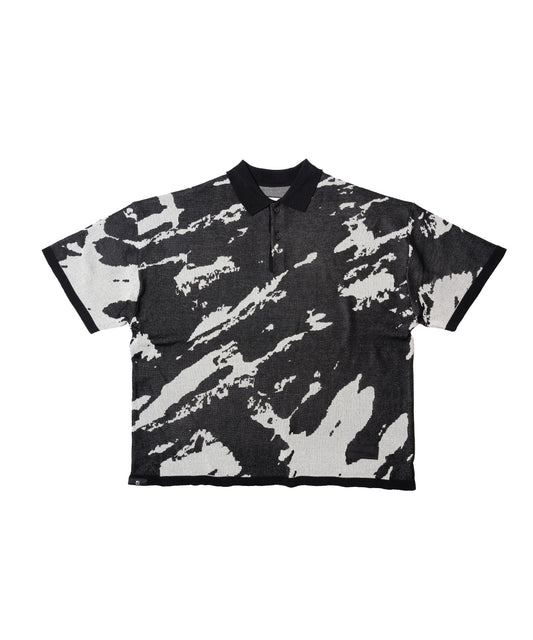 abstract pattern short sleeve knit polo shirts_AP2311036