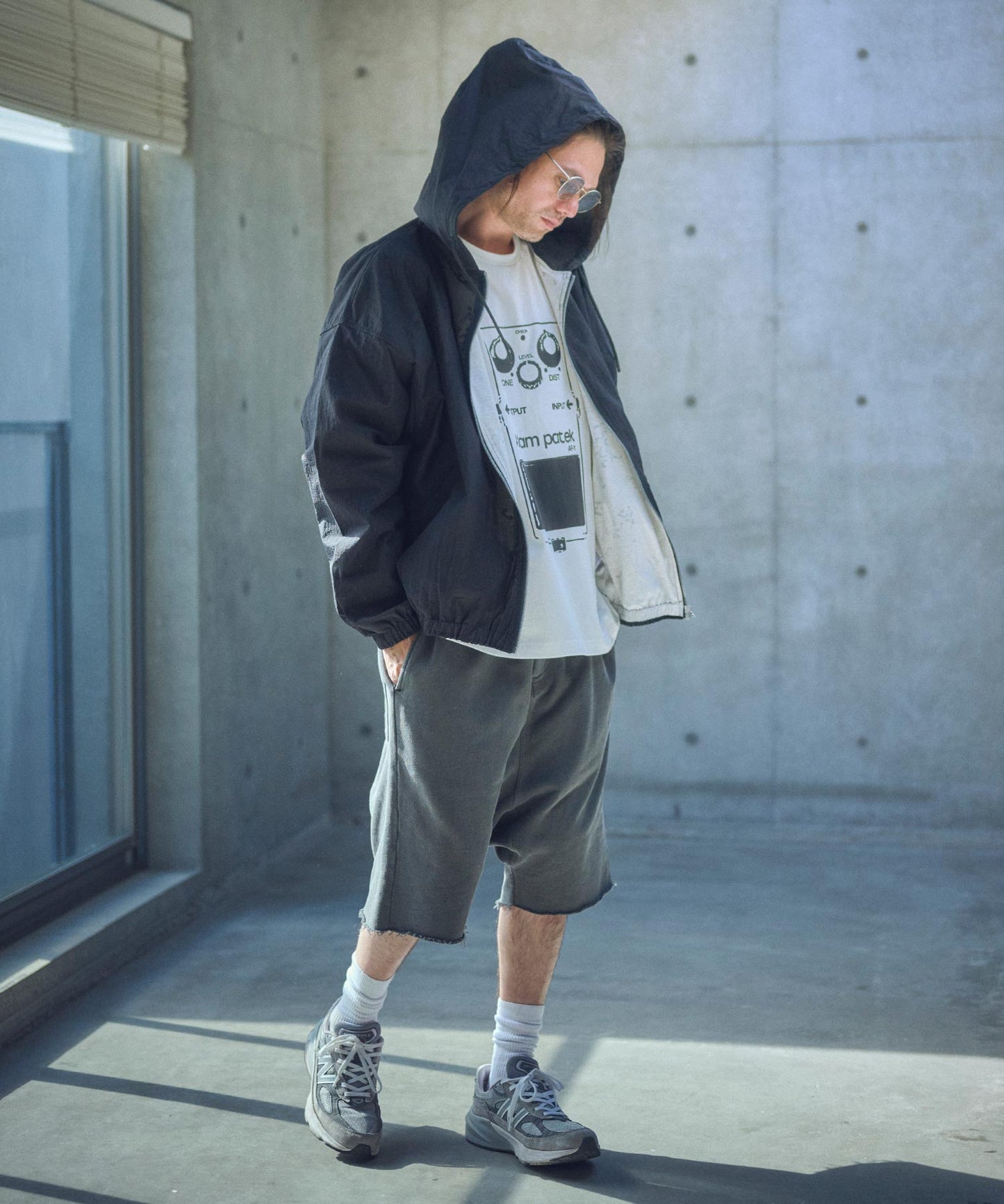 sheer mesh camouflage hooded blouson