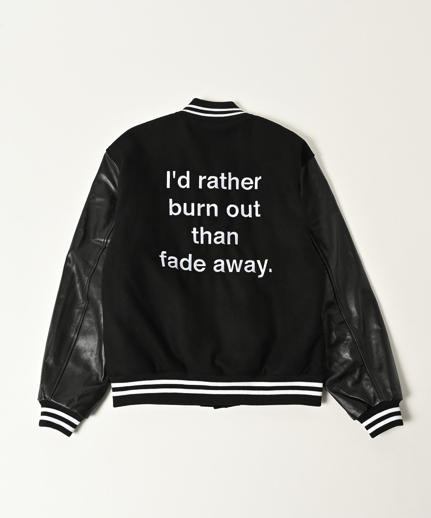 leather sleeves varsity jacket