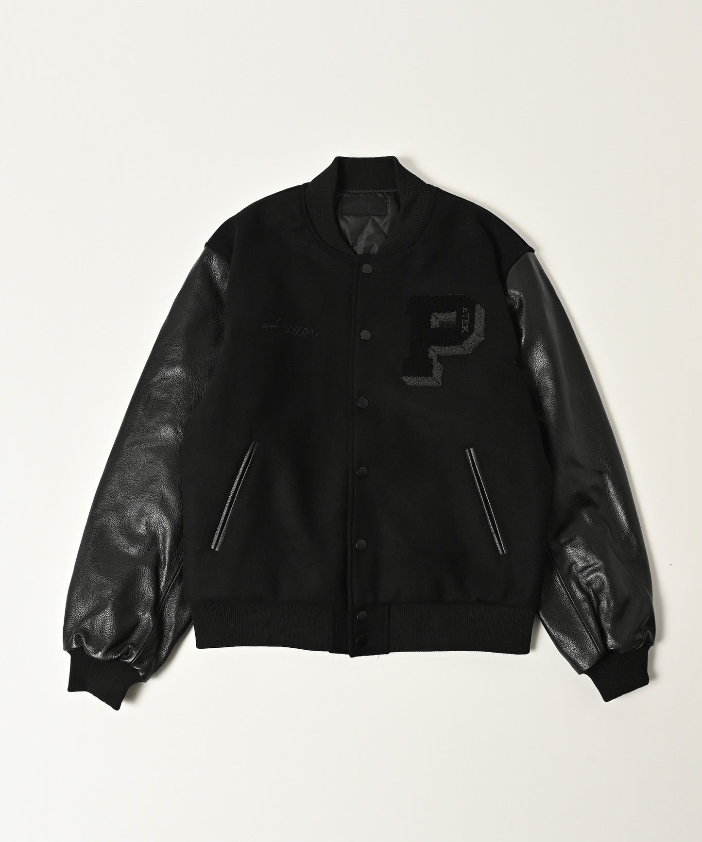 leather sleeves varsity jacket