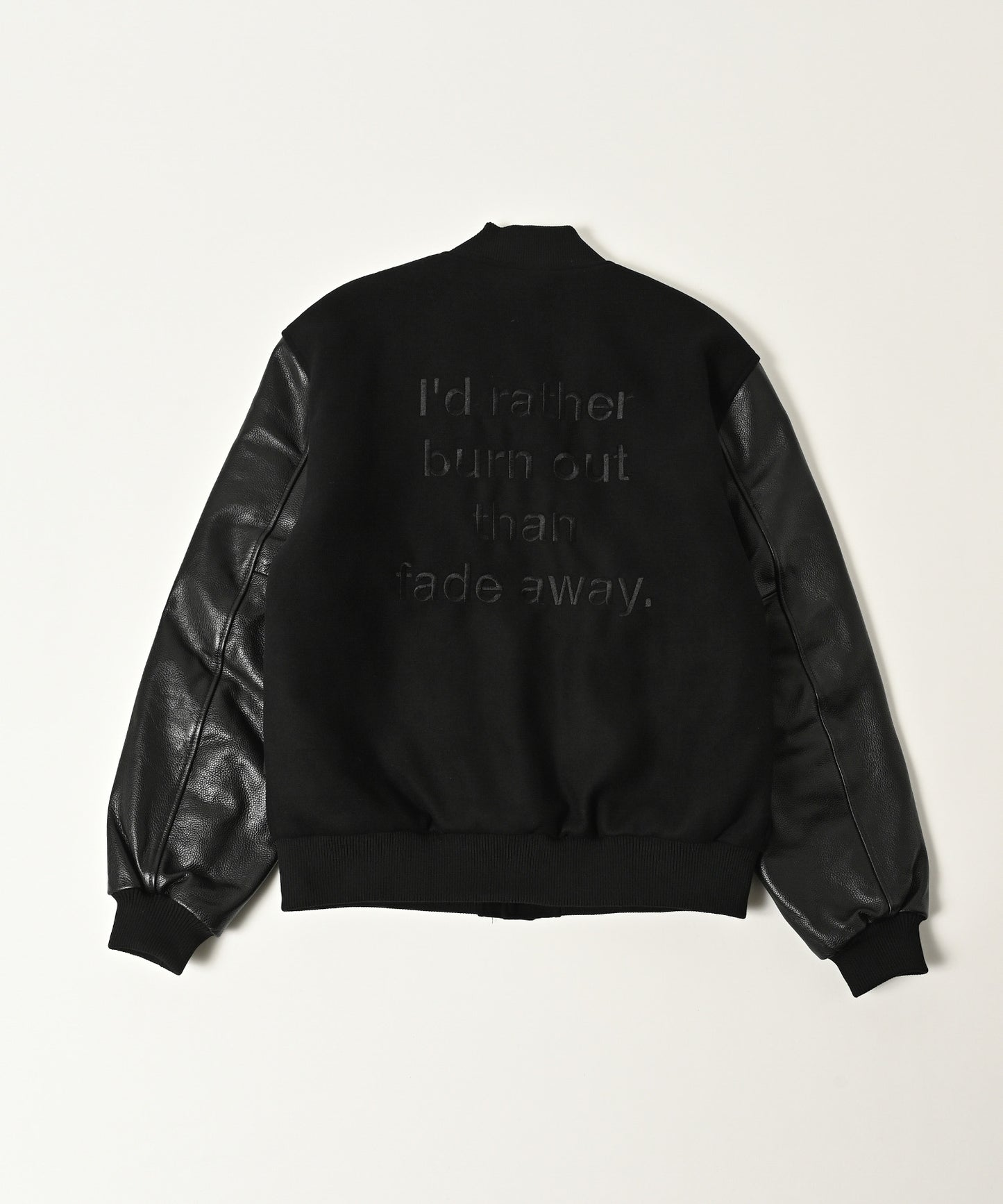 leather sleeves varsity jacket