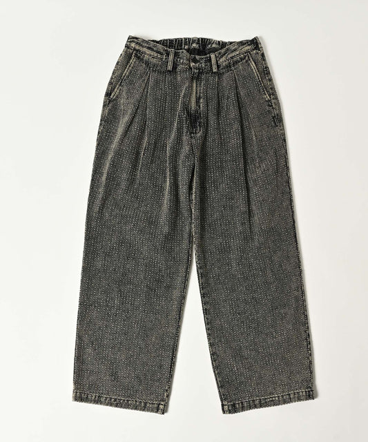 needle stripe denim wide pants