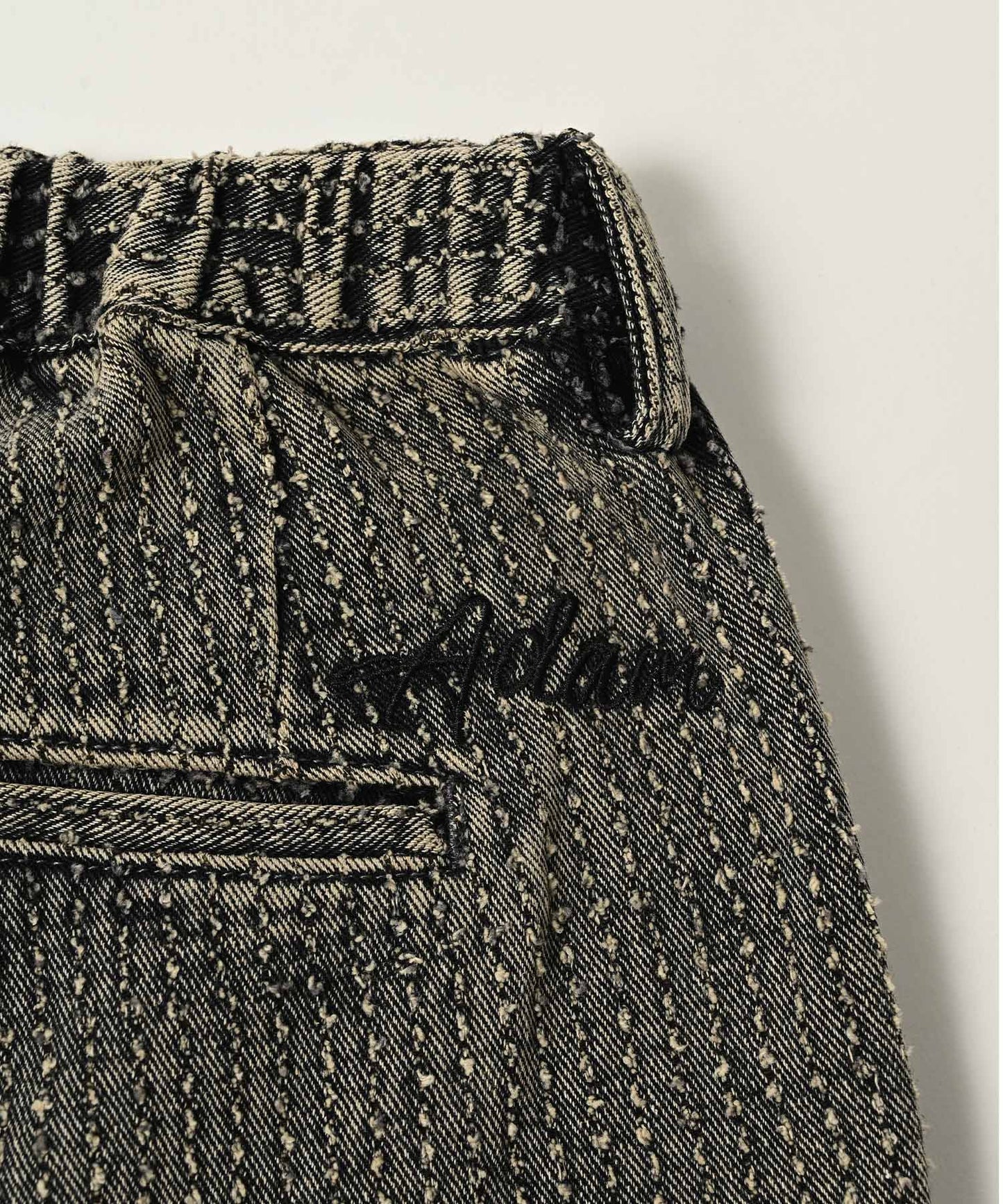 needle stripe denim wide pants