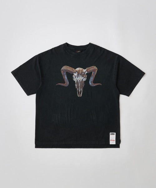 RED:BANSHEE　Ram Skull Graphic short sleeve t-shirt
