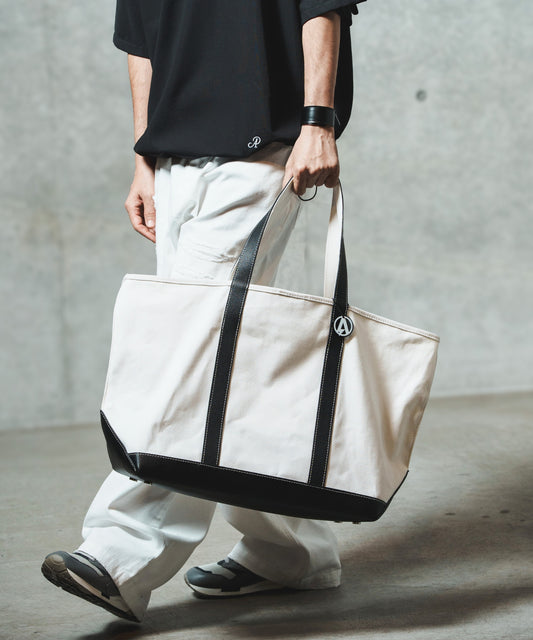 leather combi basic big tote bag