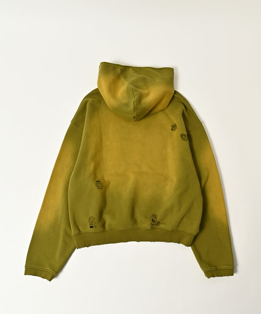 aged green damage pullover hoodie
