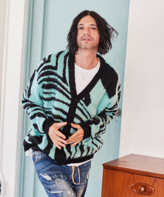 mohair mixed cardigan marble_ AP2221029_トップス