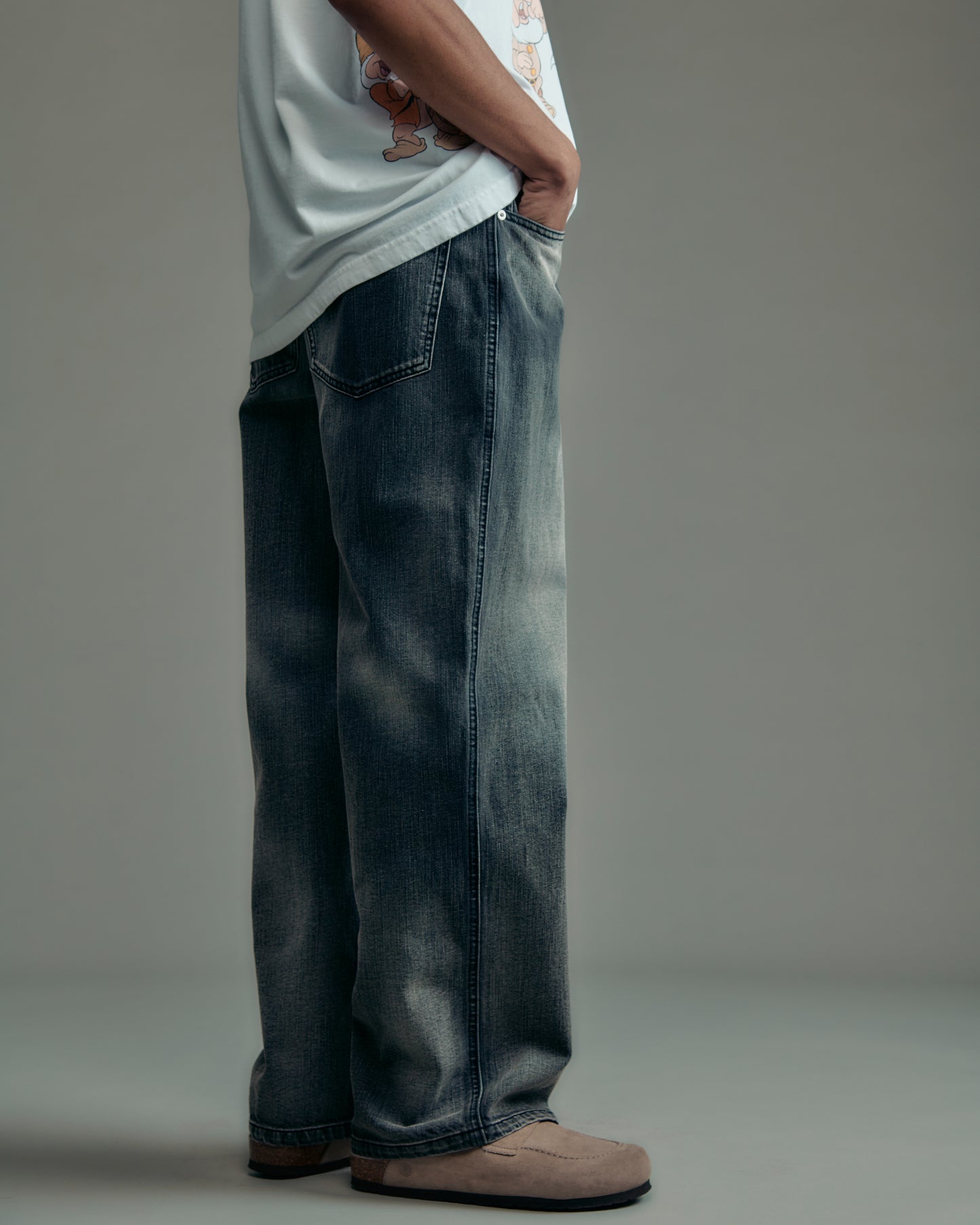 aged finish denim  pant