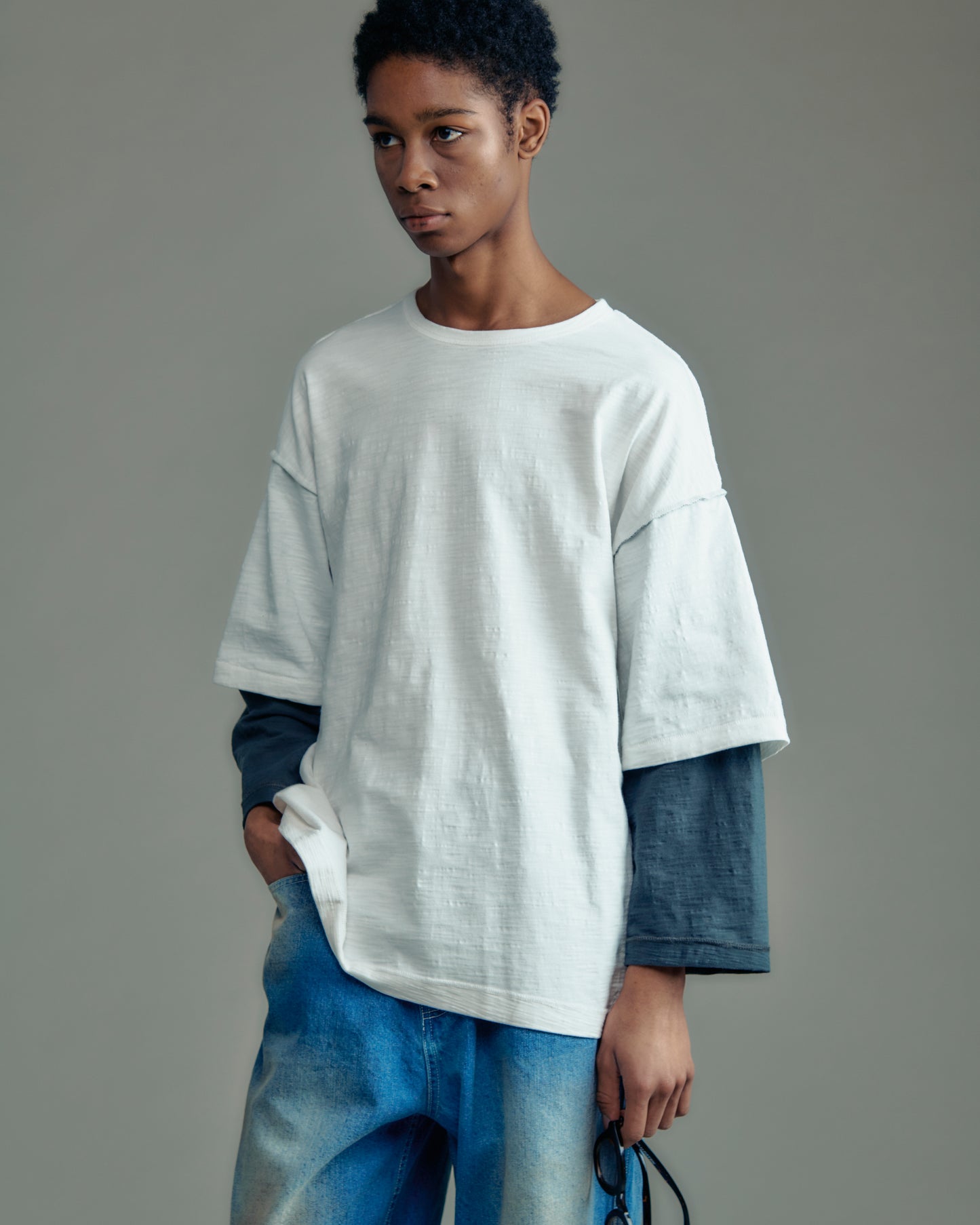 slub reversible two-tone 3/4 T