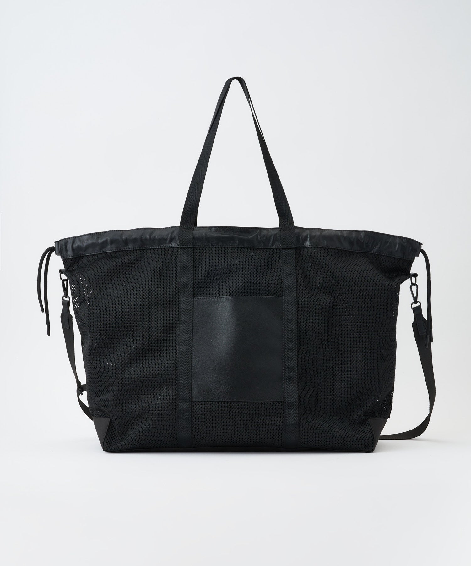 Leather trimmed mesh 2way big tote bag – ADAM PATEK
