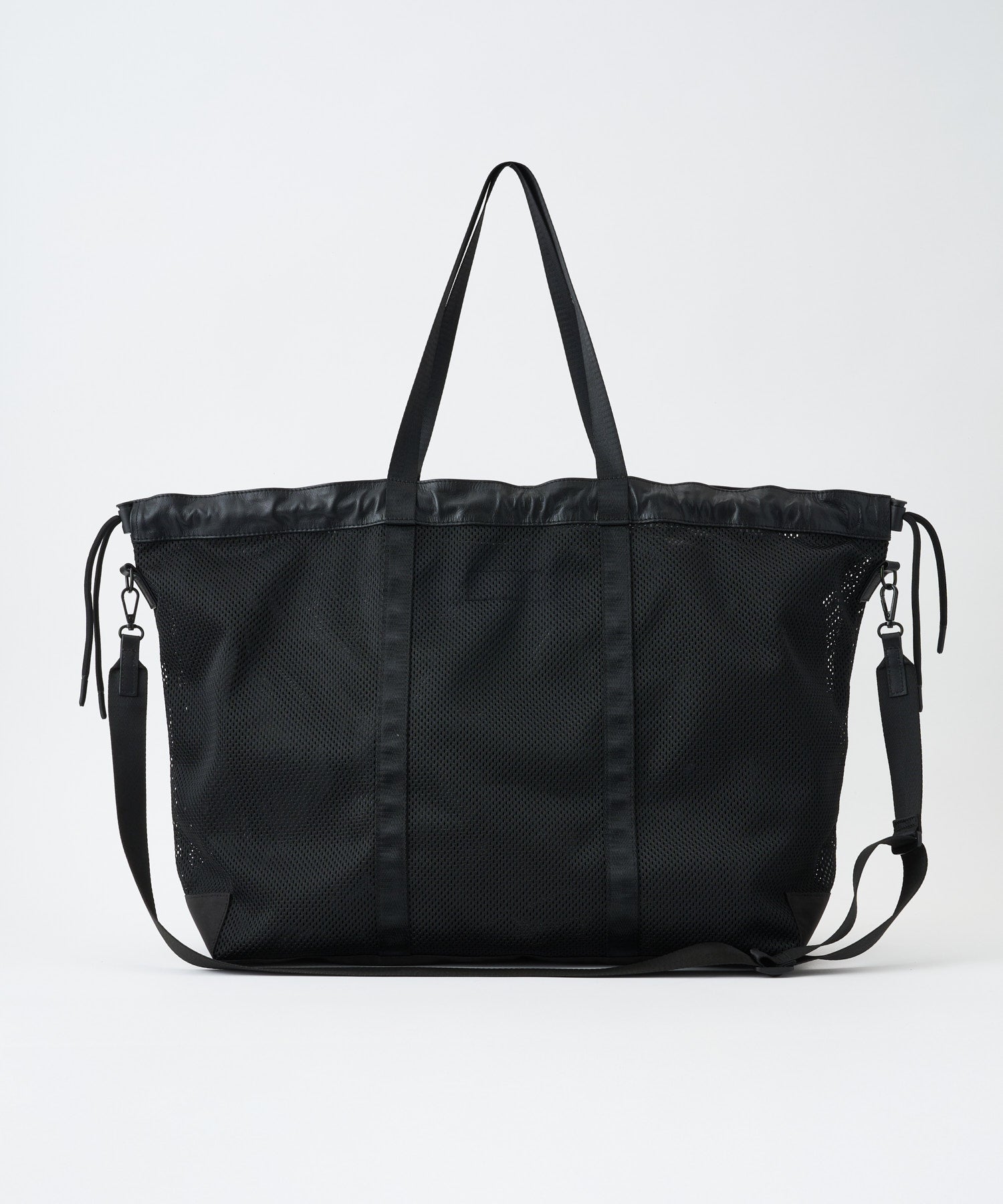 Leather trimmed mesh 2way big tote bag – ADAMPATEK