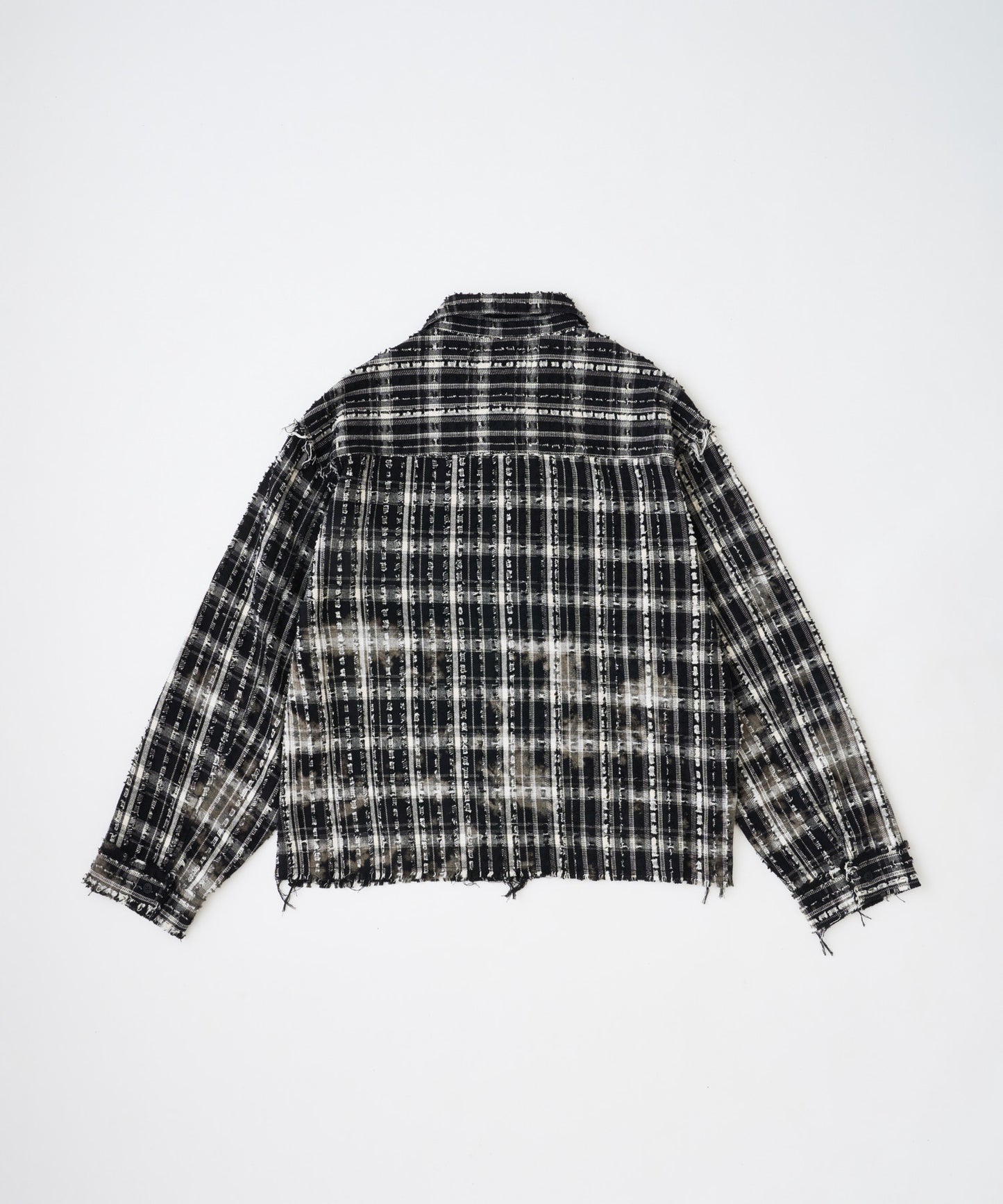 short length bleached check zipup shirt