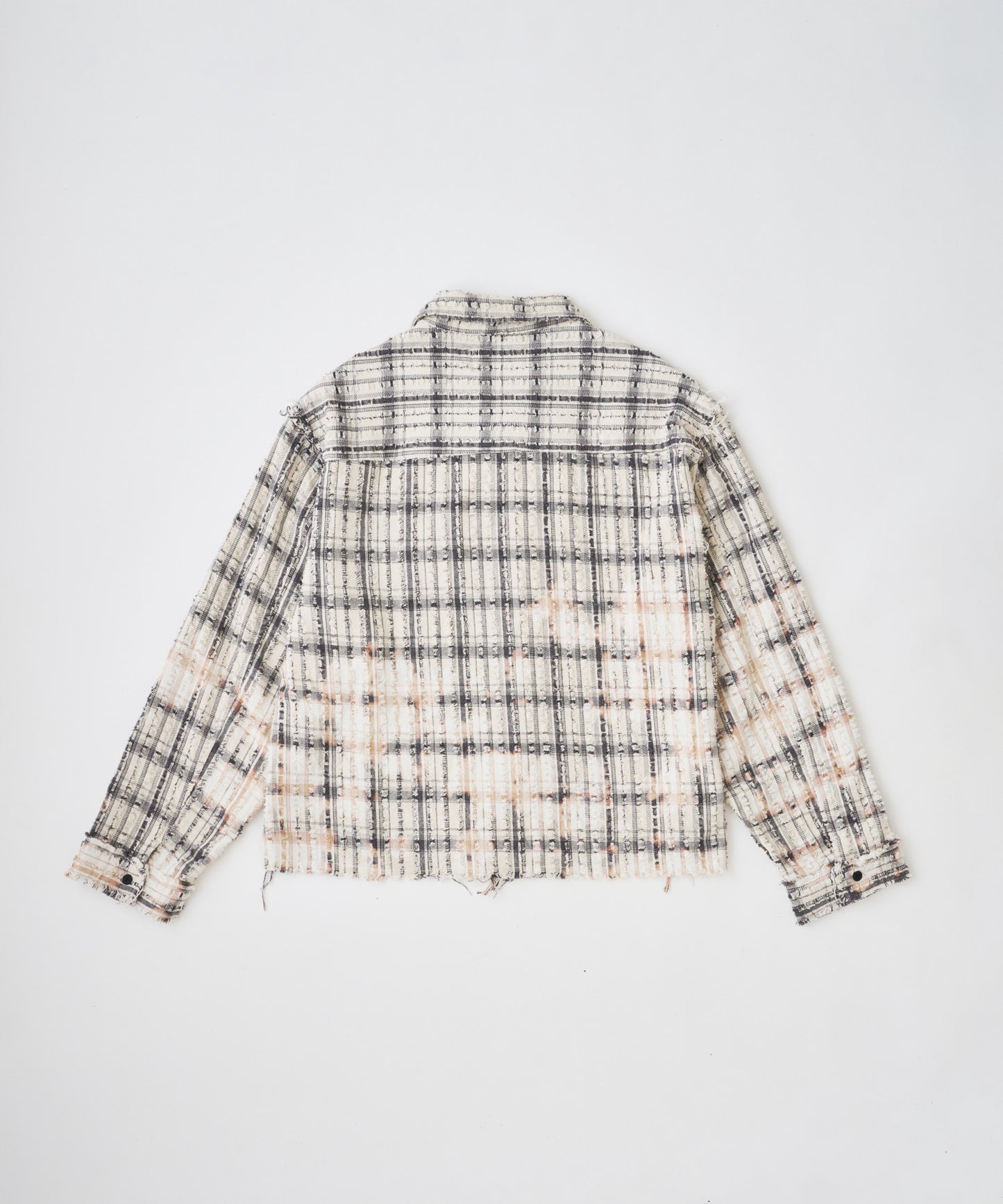 short length bleached check zipup shirt