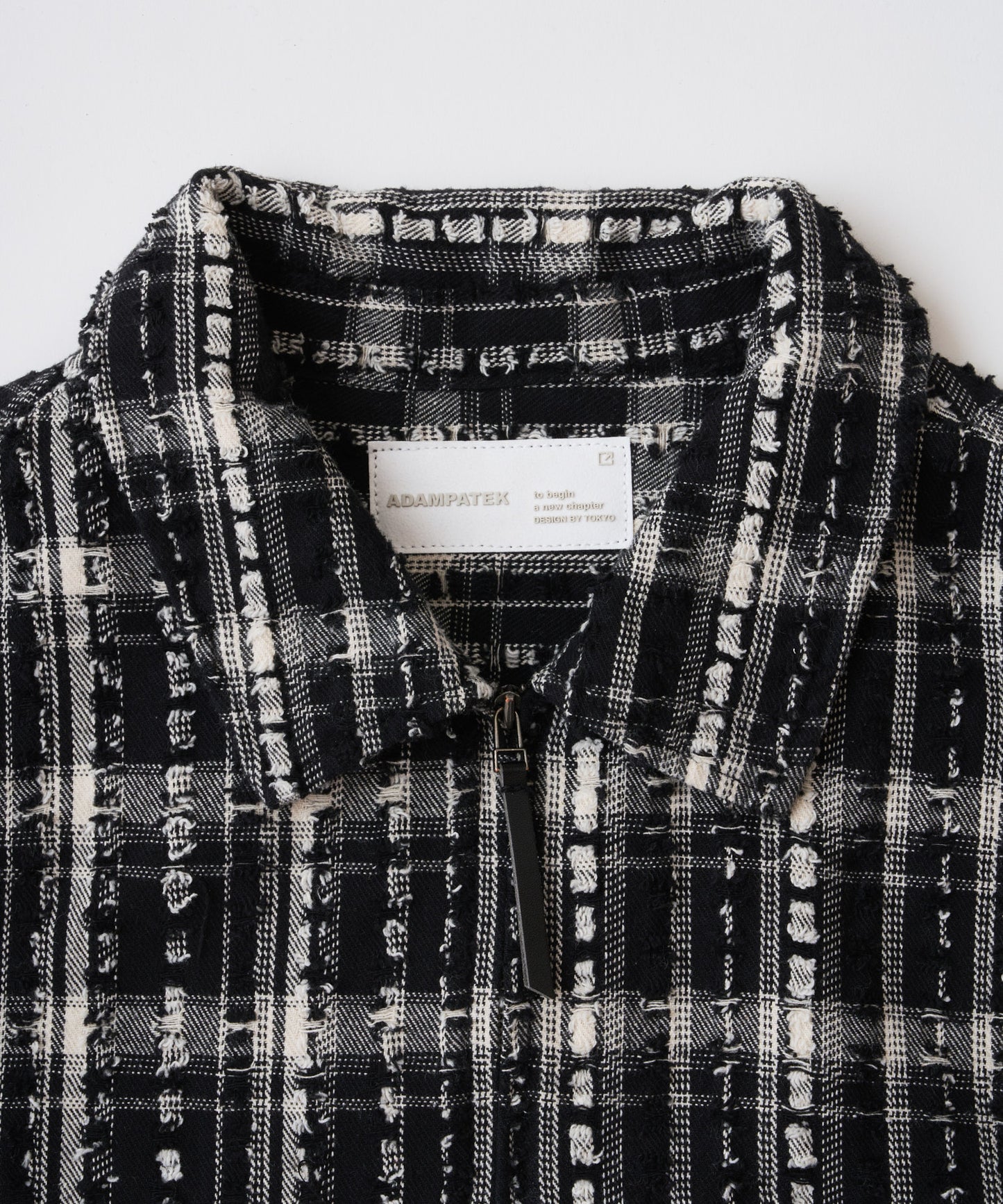 short length bleached check zipup shirt