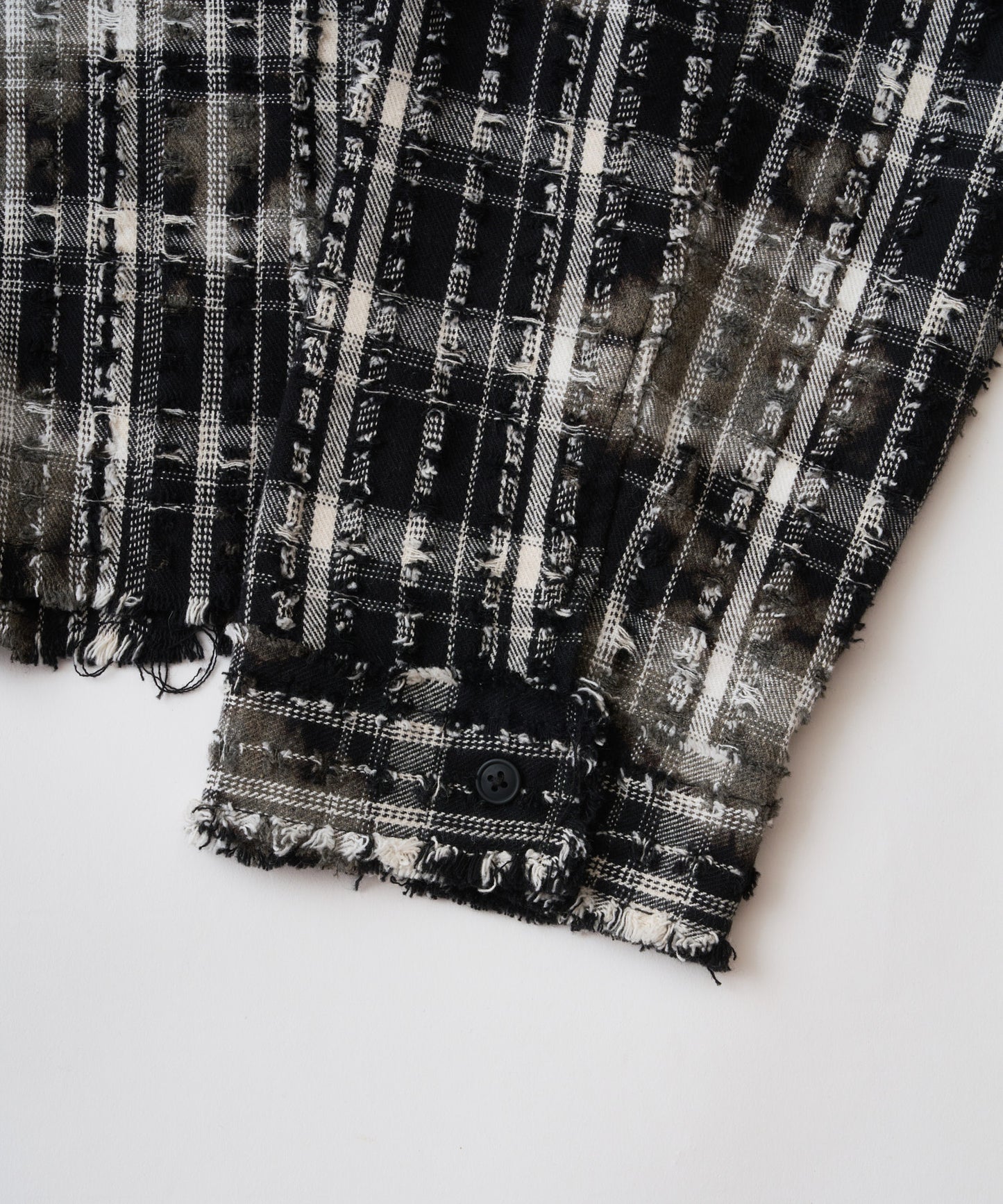 short length bleached check zipup shirt