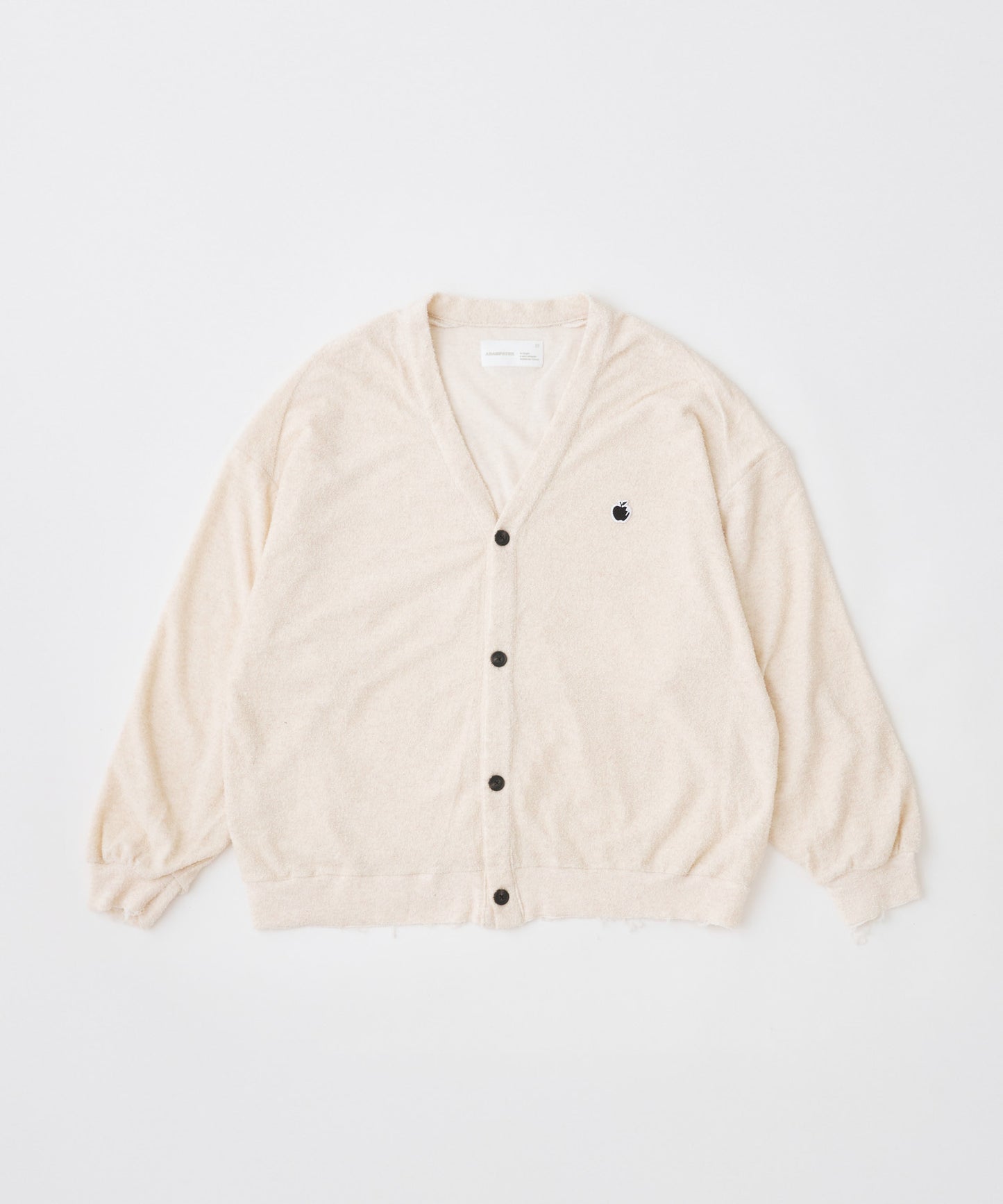 washed cotton pile raw-edge cardigan