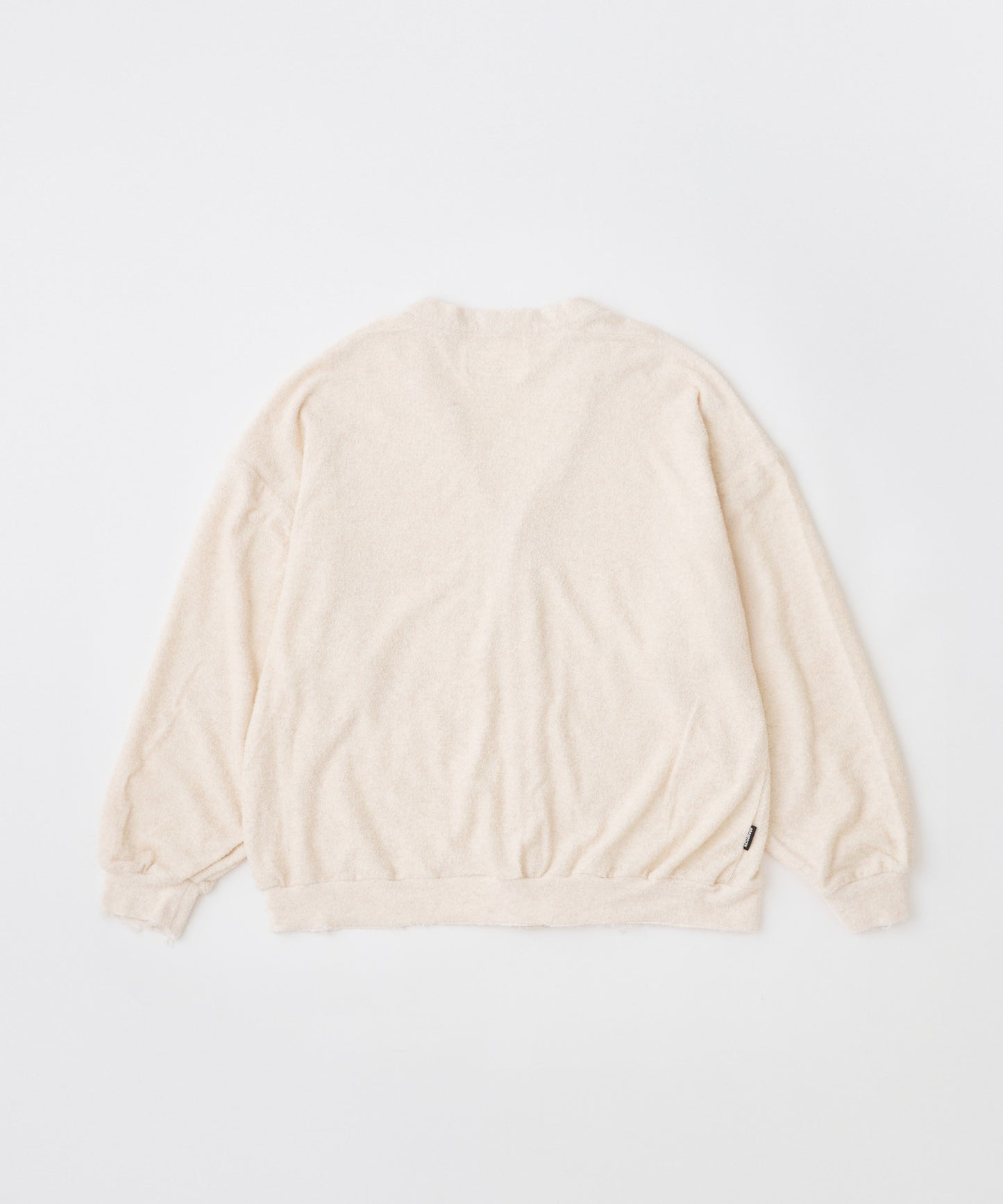 washed cotton pile raw-edge cardigan