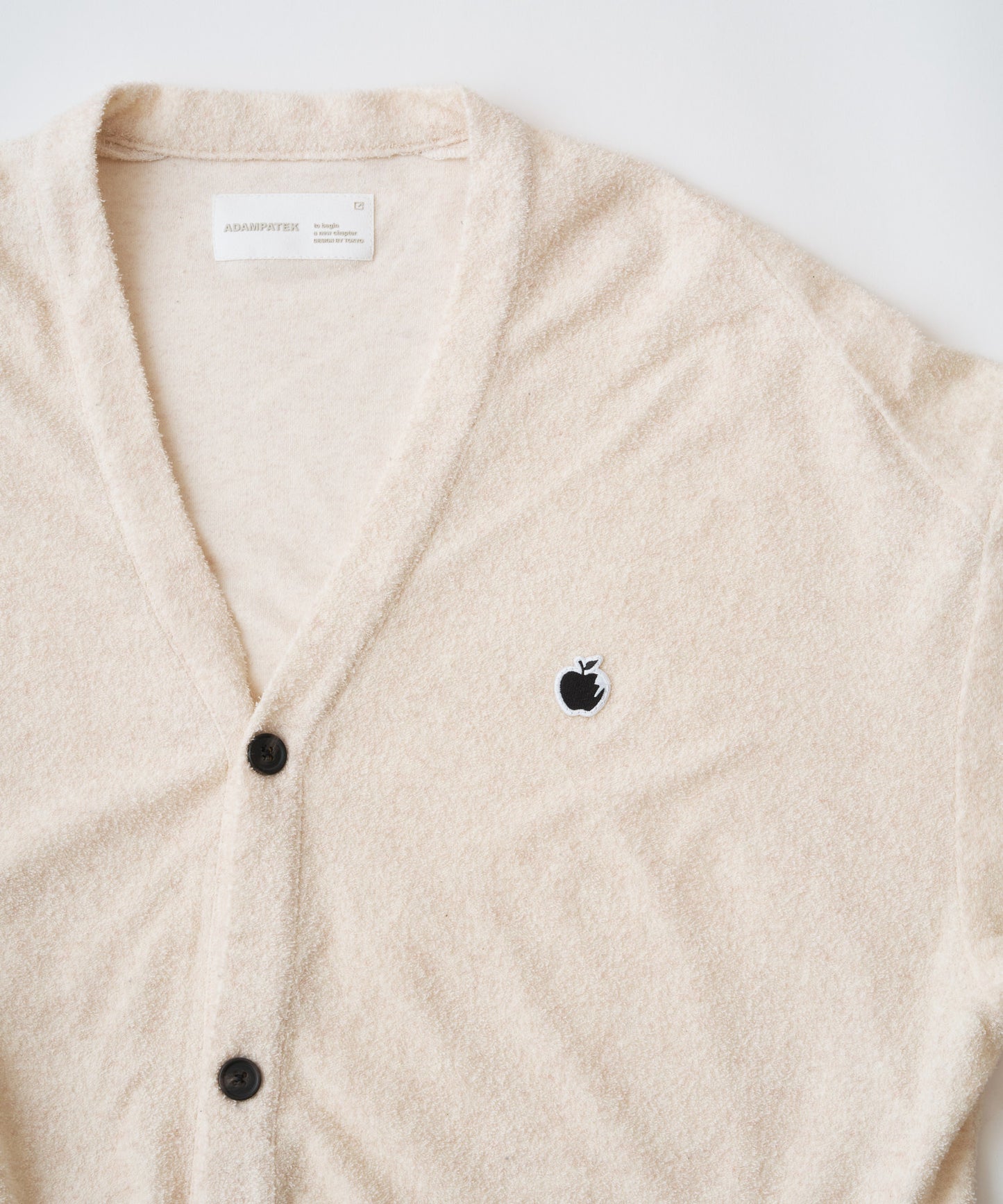 washed cotton pile raw-edge cardigan
