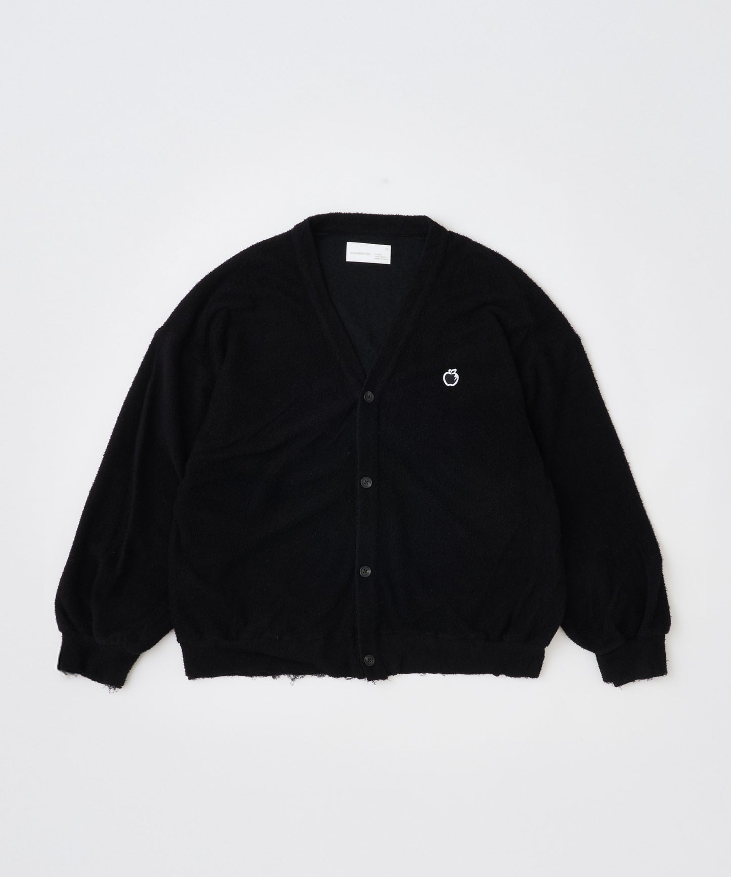 washed cotton pile raw-edge cardigan