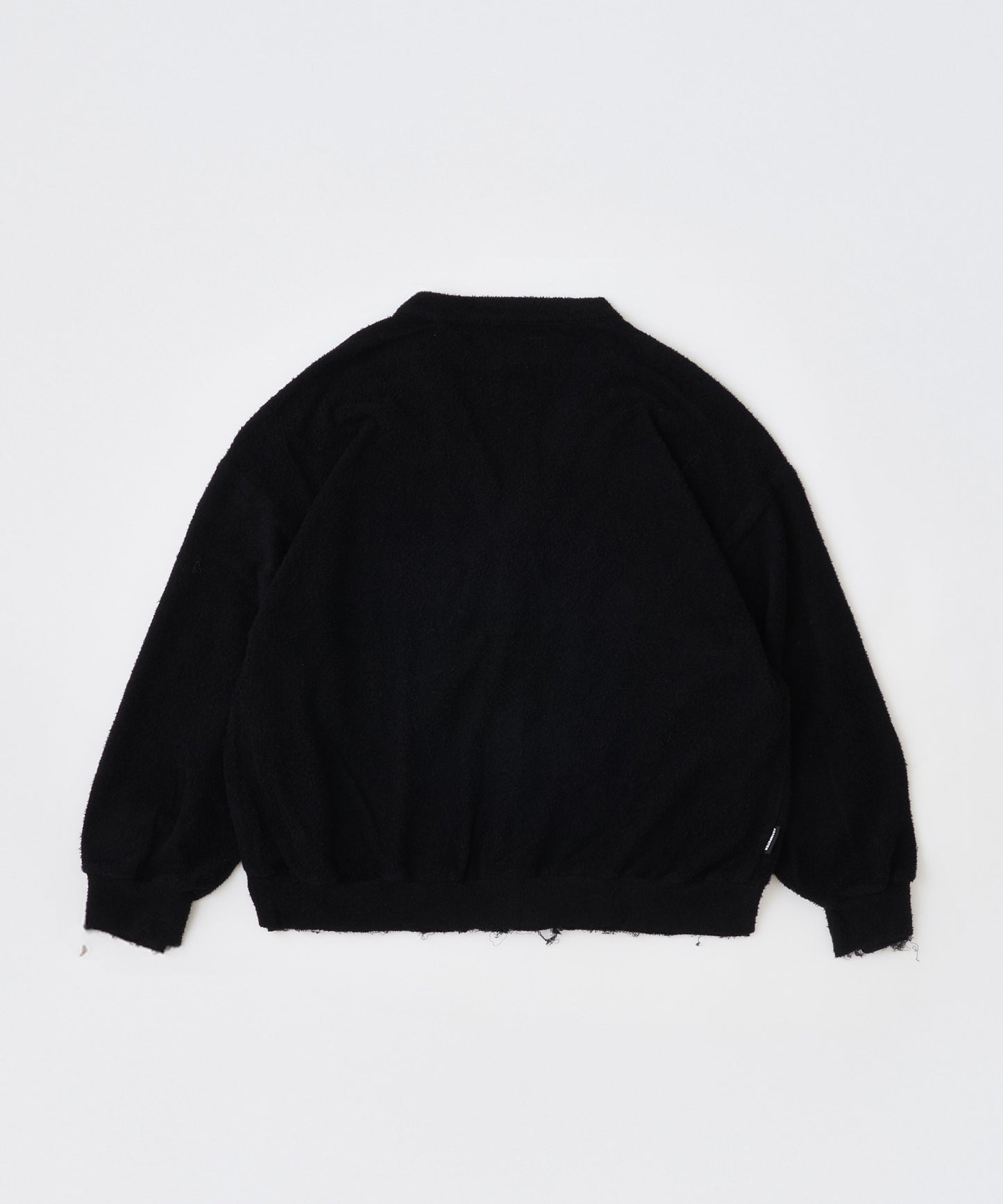 washed cotton pile raw-edge cardigan