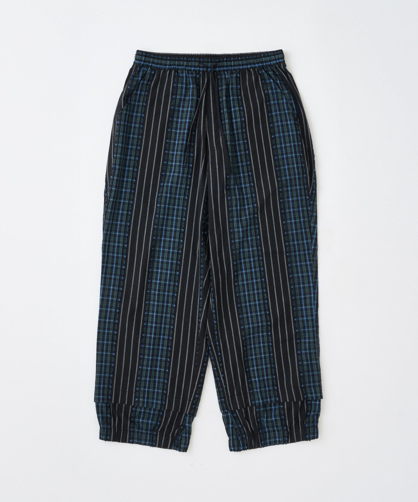 jacquard check-stripe easy pants