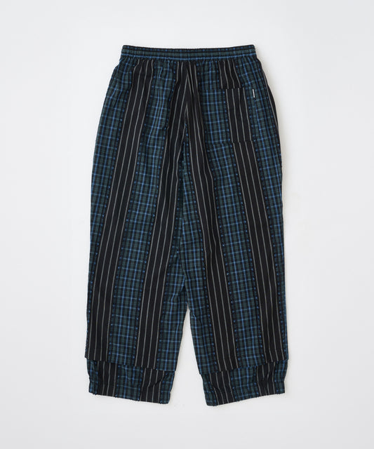 jacquard check-stripe easy pants