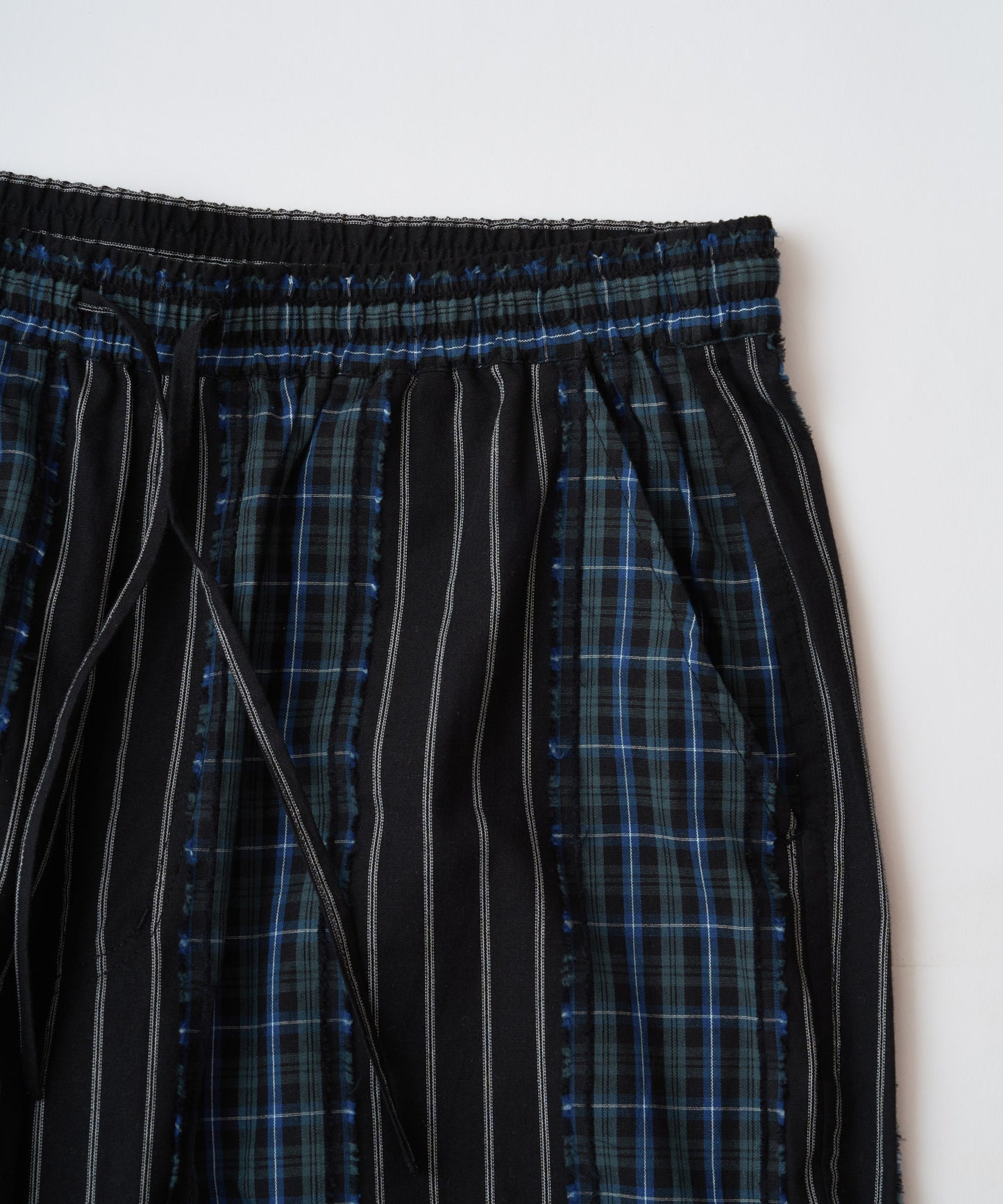 jacquard check-stripe easy pants