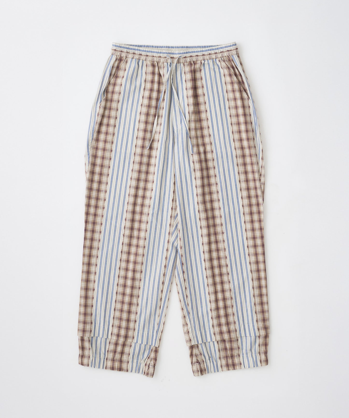 jacquard check-stripe easy pants