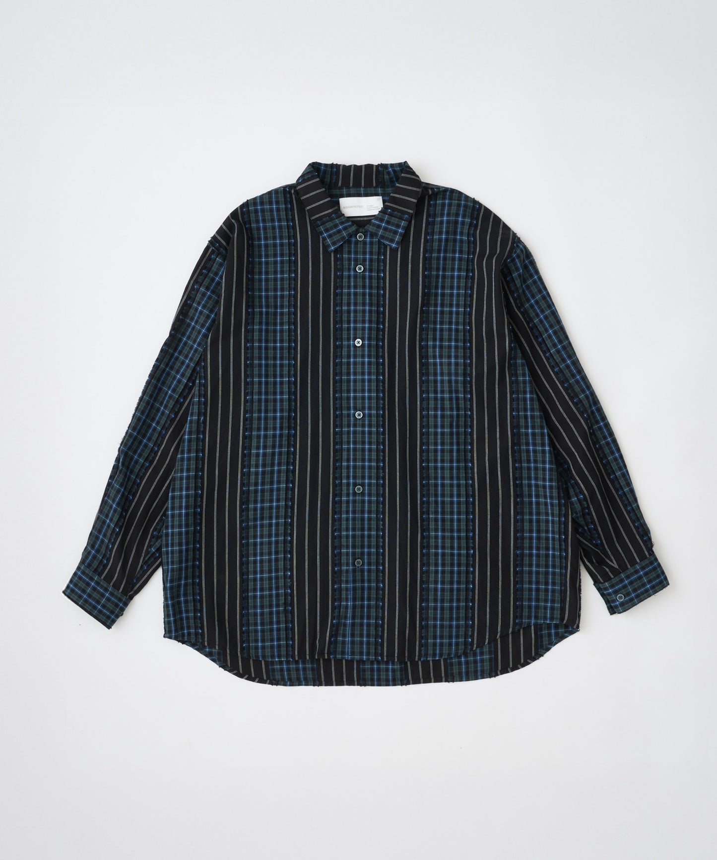 jacquard check-stripe  shirt