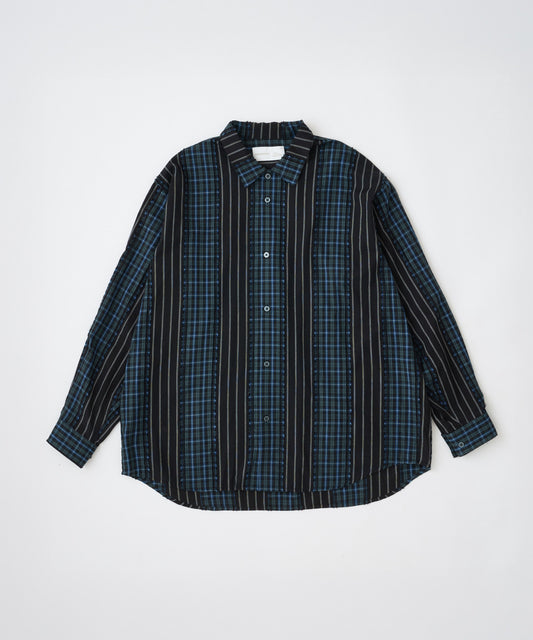 jacquard check-stripe  shirt