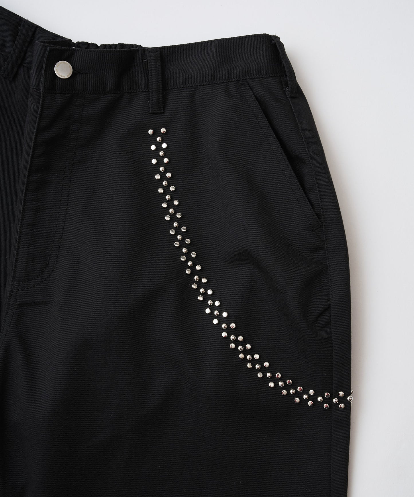 studded T/C twill flare wide trouser
