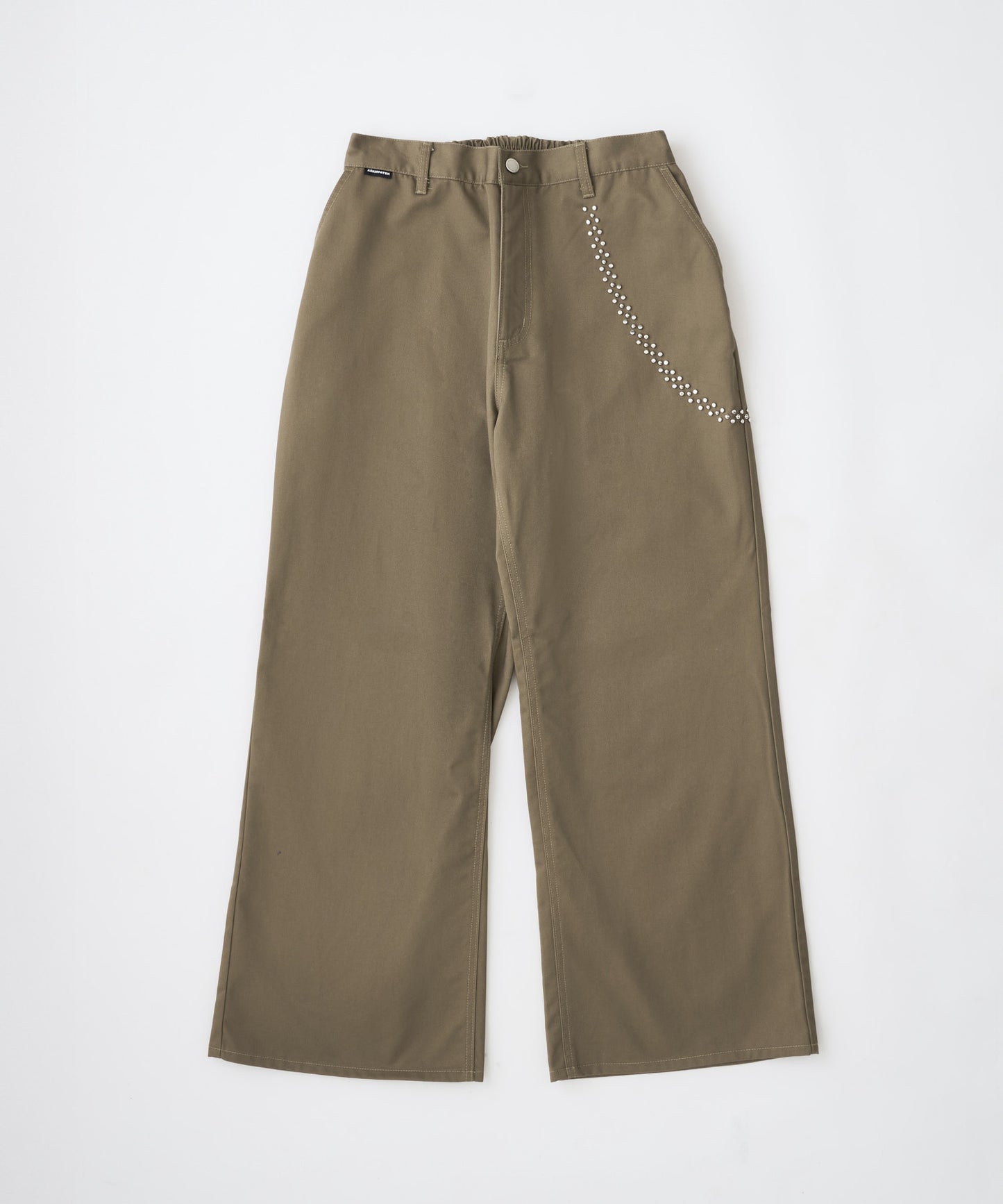 studded T/C twill flare wide trouser