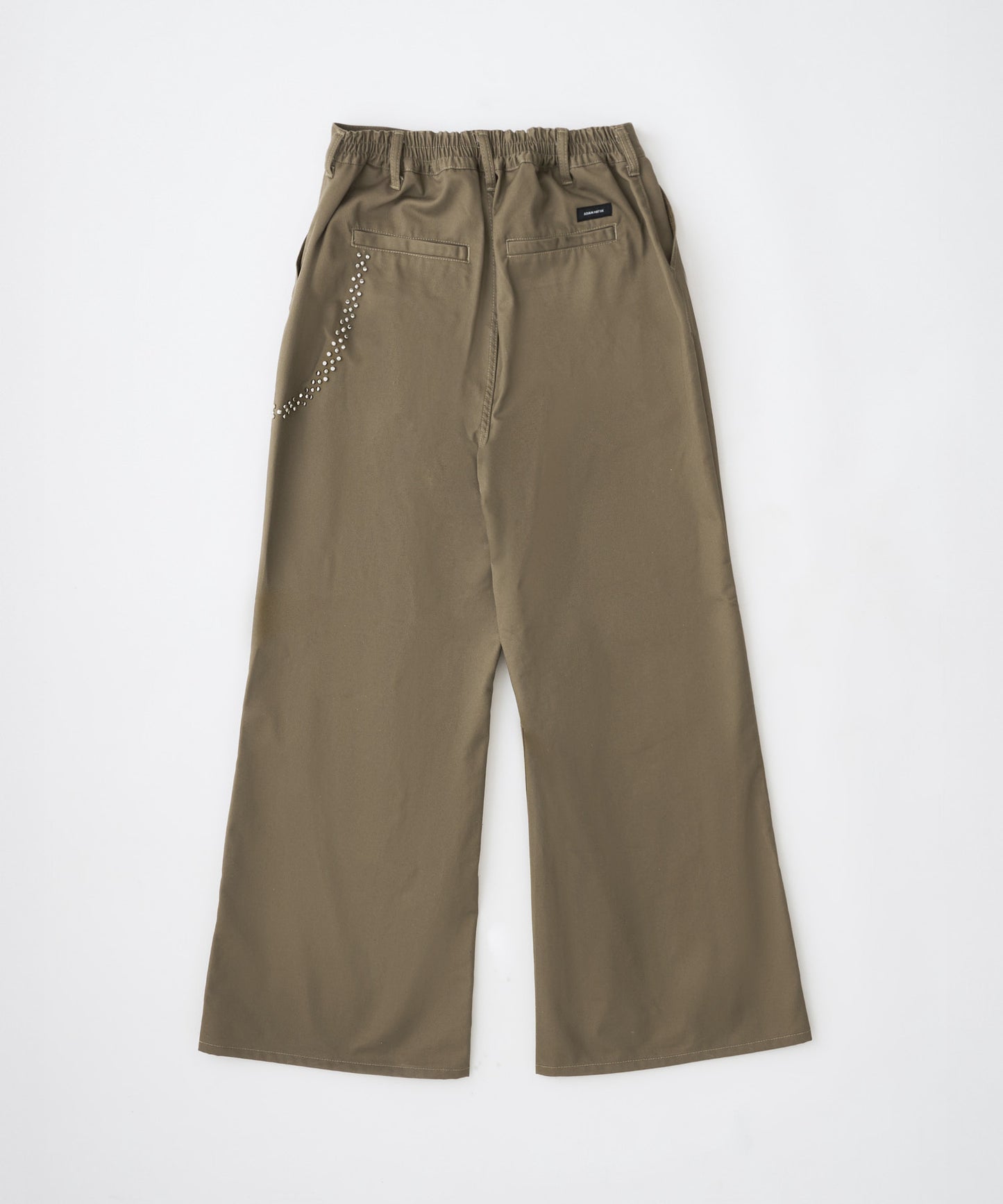 studded T/C twill flare wide trouser