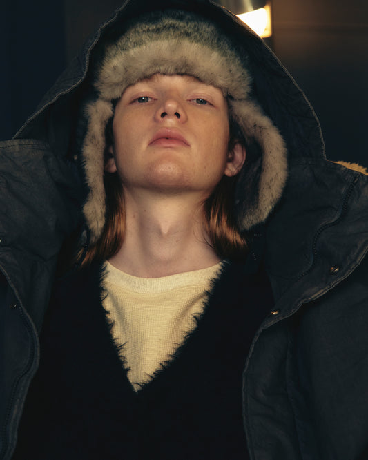 【予約】faux suede mix flight cap