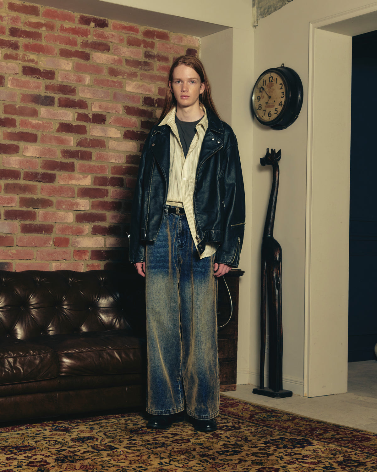 stitched calm pinchstripe shirt