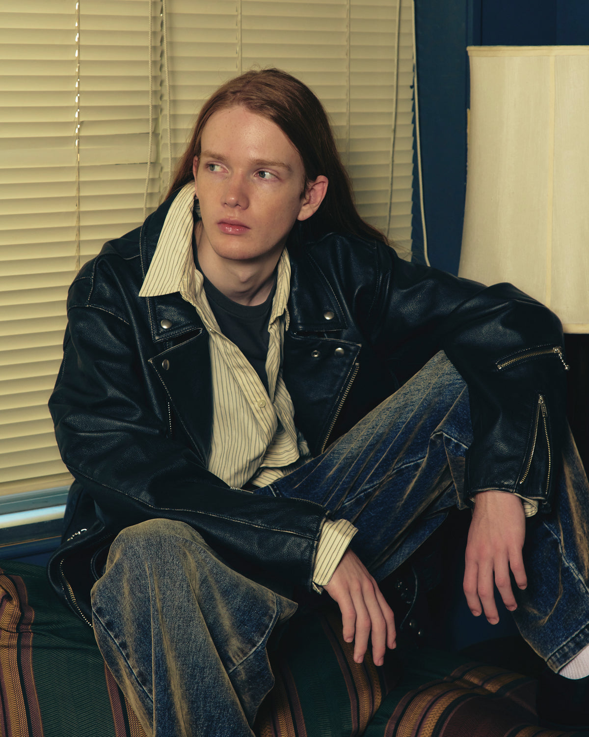 stitched calm pinchstripe shirt