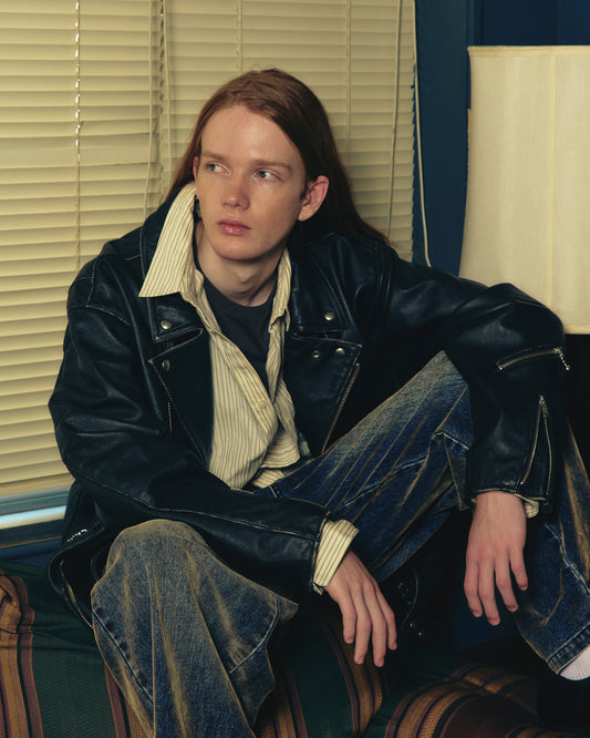 【予約】washed mute grainleather riders jacket