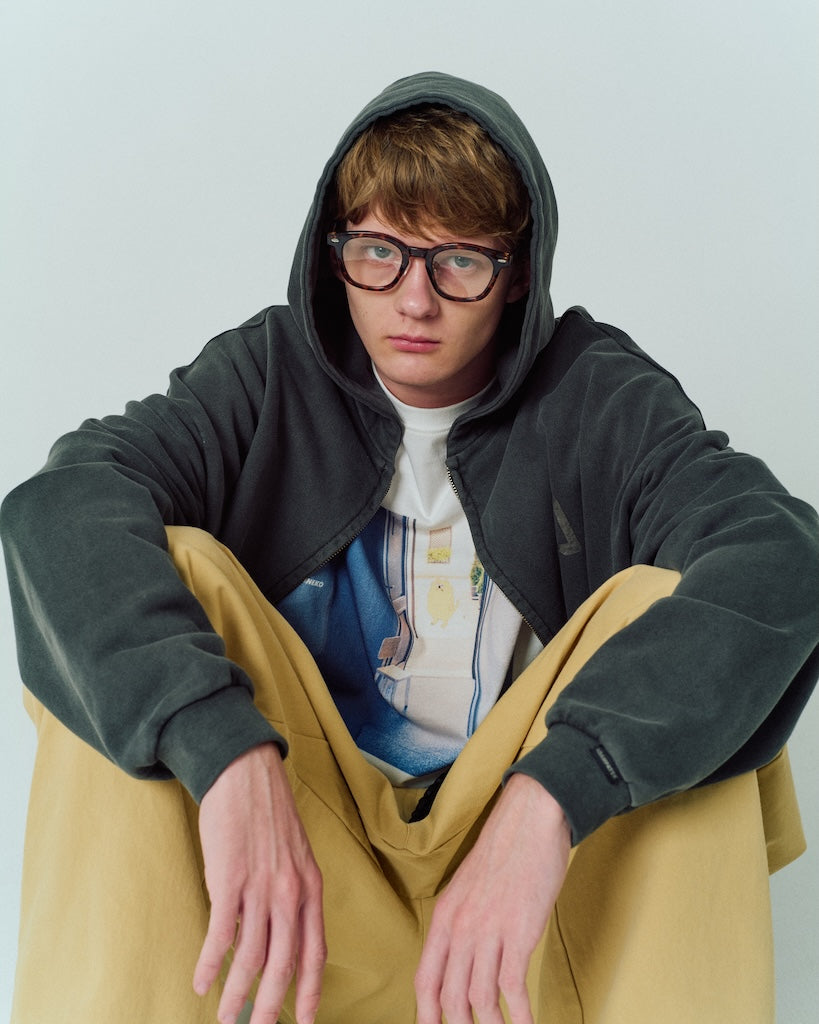 pigment dyeing zip hoodie