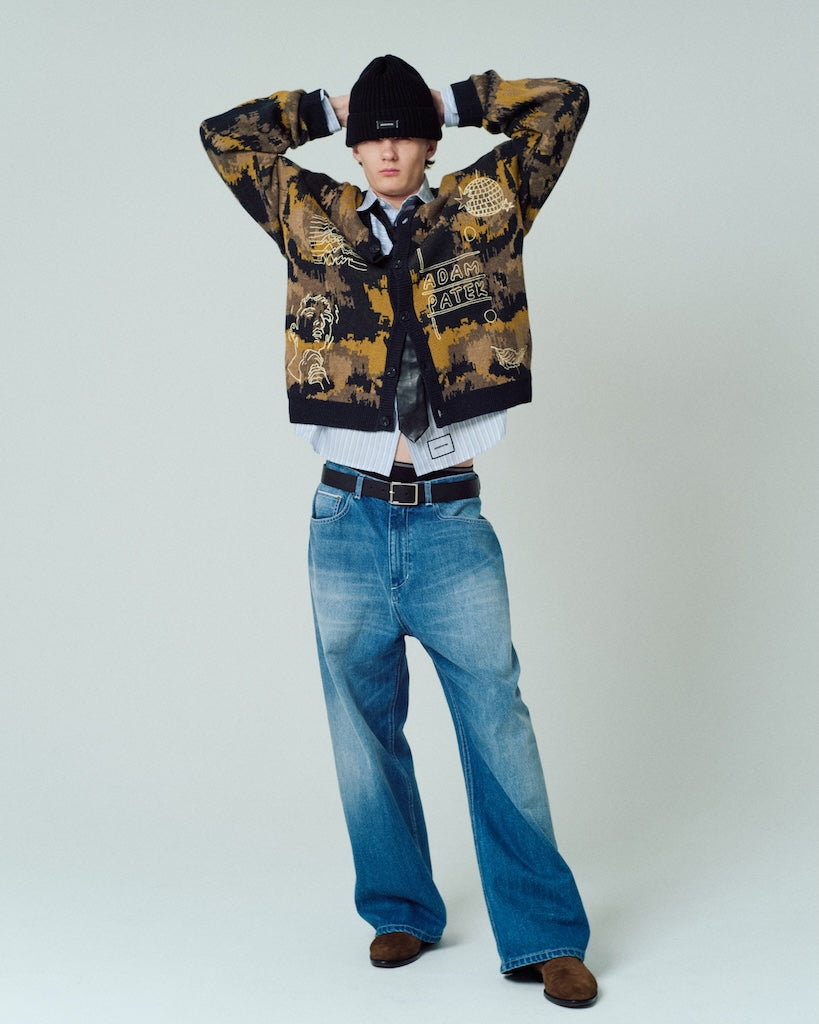 mad embroidered fade knit cardigan