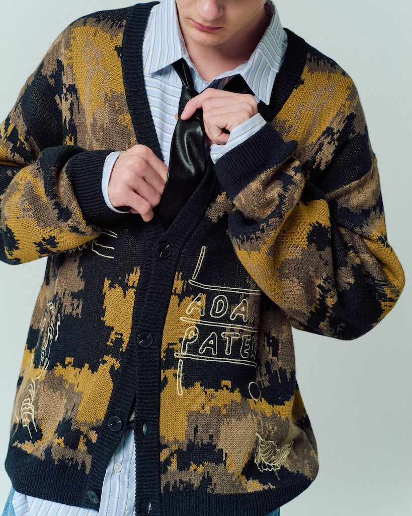 mad embroidered fade knit cardigan
