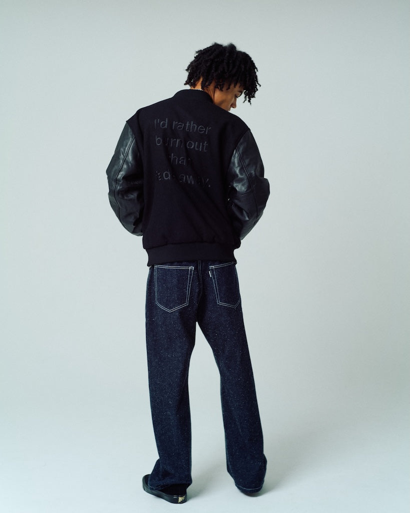 leather sleeves varsity jacket