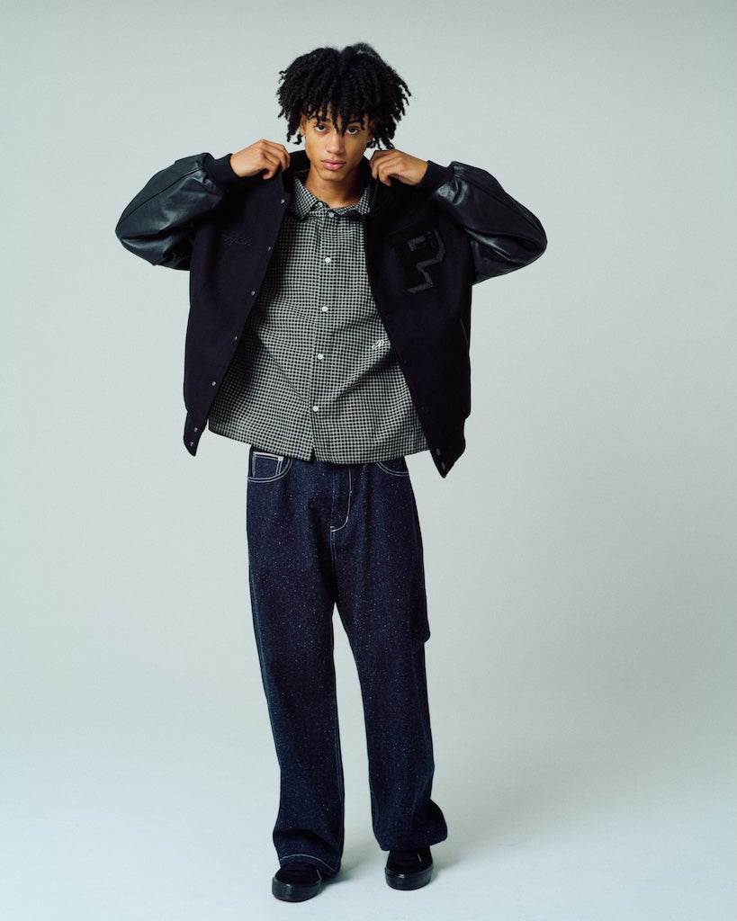 leather sleeves varsity jacket