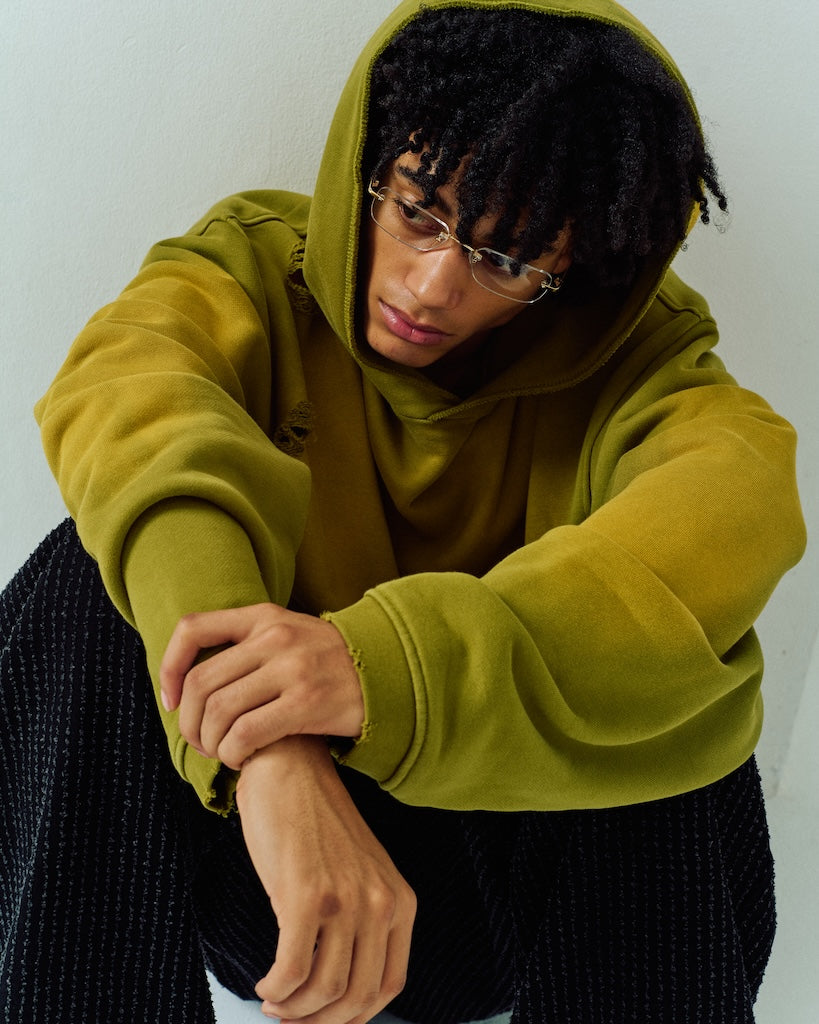 aged green damage pullover hoodie