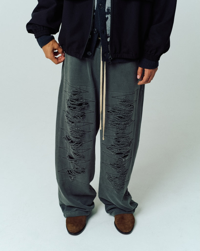 pigment dyeing damage wide pants